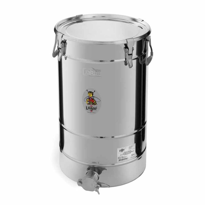 Cuve LOGAR 50 kg à fond incliné, 4 colliers de serrage