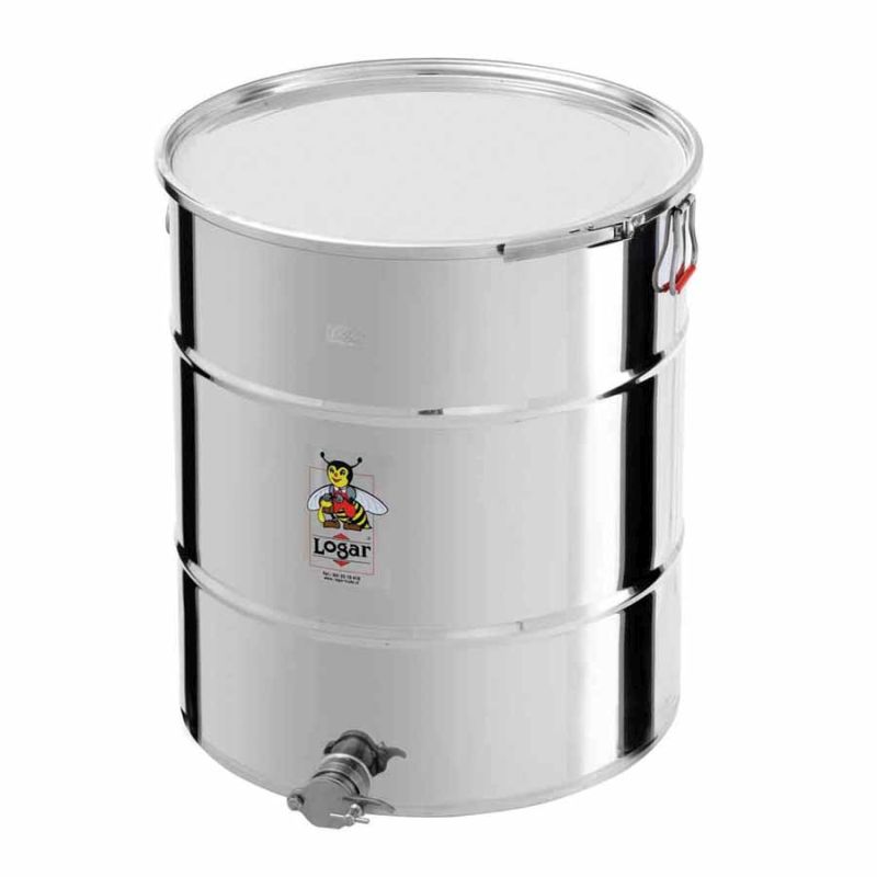 Récipient de remplissage Logar 170 kg avec fermeture par collier de serrage, acier inoxydable - réf. 2221